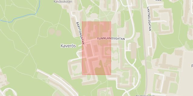 Karta som med röd fyrkant ramar in Kaverös, Göteborg, Västra Götalands län