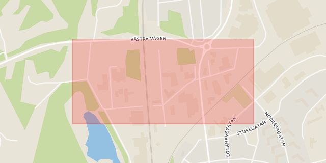 Karta som med röd fyrkant ramar in Tippvägen, Gislaved, Höregatan, Nässjö, Jönköpings län