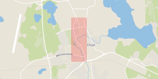 Karta som med röd fyrkant ramar in Bruzaholm, Västerlånggatan, Eksjö, Jönköpings län