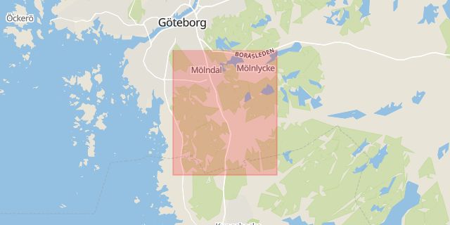 Karta som med röd fyrkant ramar in Reception, Ridspögatan, Mölndal, Västra Götalands län