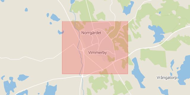 Karta som med röd fyrkant ramar in Vimmerby, Kalmar län