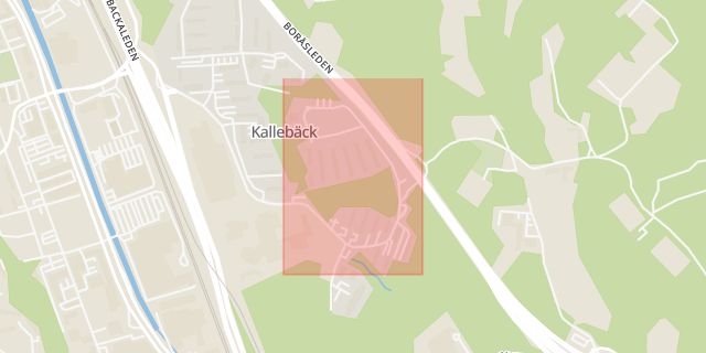 Karta som med röd fyrkant ramar in Kallebäck, Smörgatan, Göteborg, Västra Götalands län