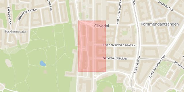 Karta som med röd fyrkant ramar in Vandrarhemmet, Vegagatan, Göteborg, Västra Götalands län