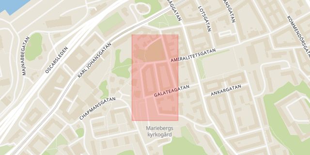 Karta som med röd fyrkant ramar in Göteborg, Kviberg, Krukmakaregatan, Stora Torget, Västra götalands län, Västra Götalands län