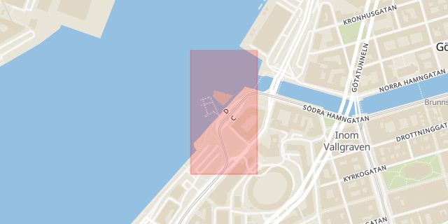Karta som med röd fyrkant ramar in Lindholmen, Stenpiren, Göteborg, Västra Götalands län