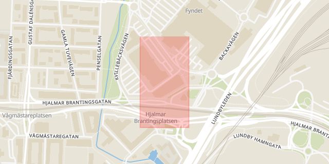 Karta som med röd fyrkant ramar in Motorgatan, Göteborg, Västra Götalands län