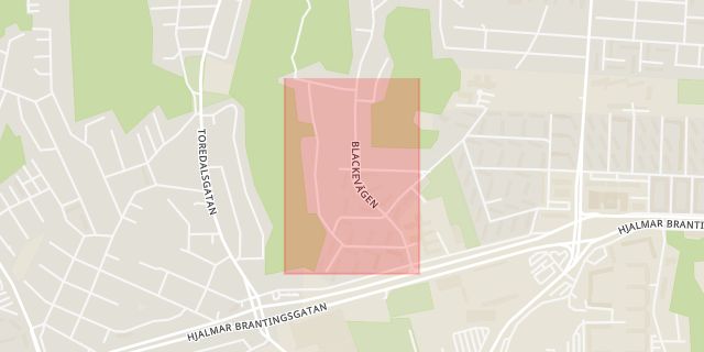 Karta som med röd fyrkant ramar in Hisingen, Oterdahlsgatan, Göteborg, Västra Götalands län