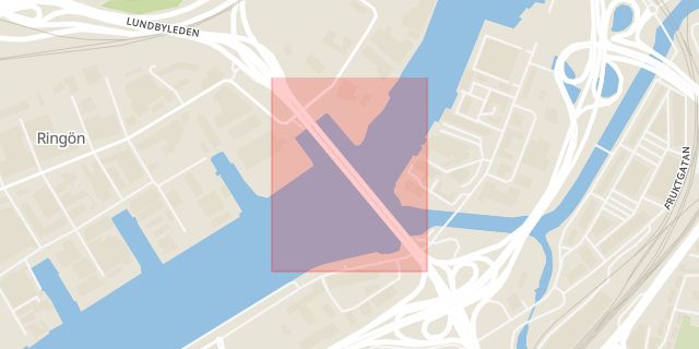 Karta som med röd fyrkant ramar in Göteborg, Tallgården, Chapmans Torg, Olskroksmotet, Tingstadstunneln, Västra götalands län, Västra Götalands län