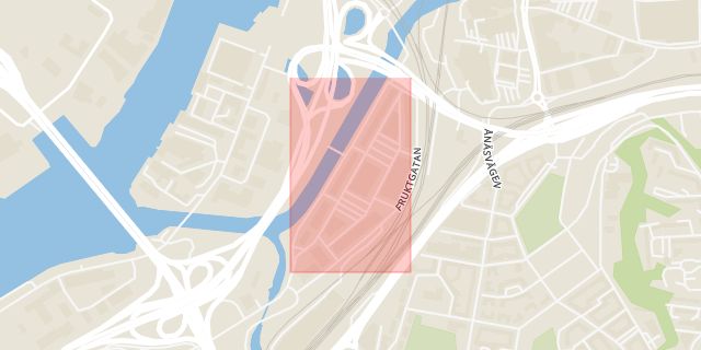 Karta som med röd fyrkant ramar in Blomstergatan, Göteborg, Västra Götalands län
