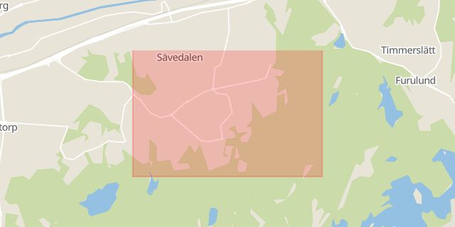 Karta som med röd fyrkant ramar in Sävedalen, Märsta, Partille, Västra Götalands län
