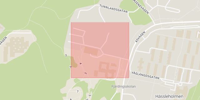 Karta som med röd fyrkant ramar in Kapplandsgatan, Borås, Västra Götalands län