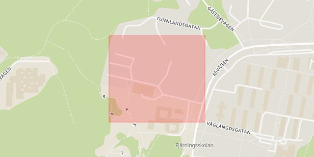 Karta som med röd fyrkant ramar in Hässleholmen, Kapplandsgatan, Borås, Västra Götalands län