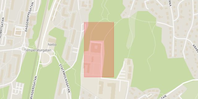 Karta som med röd fyrkant ramar in Göteborg, Hisingen, Svartedalsskolan, Västra Götalands län