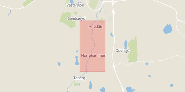 Karta som med röd fyrkant ramar in Norrahammar, Jönköpings Kommun, Jönköping, Jönköpings län