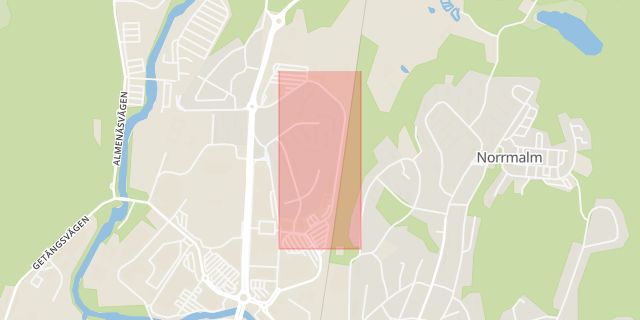 Karta som med röd fyrkant ramar in Herrljungagatan, Borås, Västra Götalands län