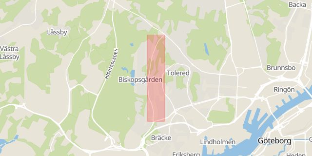 Karta som med röd fyrkant ramar in Sommarvädersgatan, Göteborg, Västra Götalands län