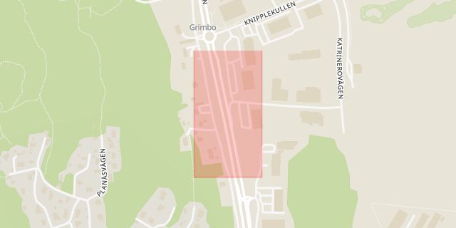 Karta som med röd fyrkant ramar in Tuve, Katrinerovägen, Tuvevägen, Göteborg, Västra Götalands län