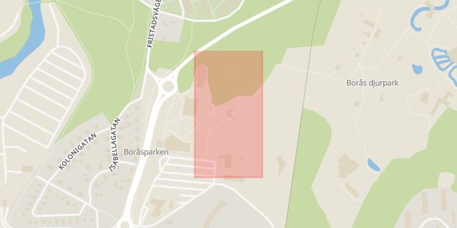 Karta som med röd fyrkant ramar in Djurparken, Borås, Västra Götalands län
