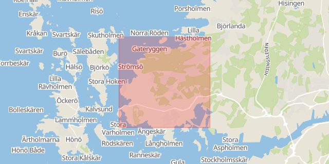 Karta som med röd fyrkant ramar in Torslanda, Göteborg, Västra Götalands län