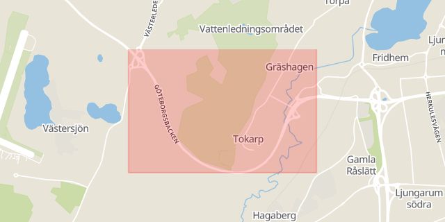 Karta som med röd fyrkant ramar in Göteborgsbacken, Jönköping, Jönköpings län
