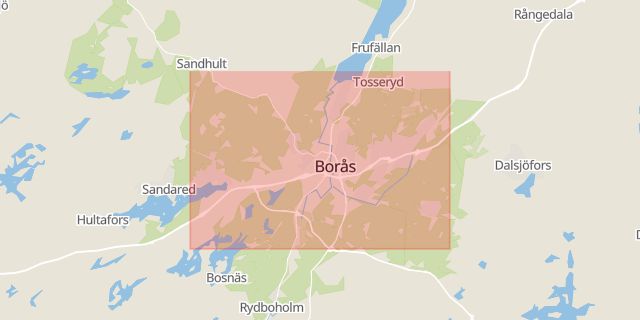 Karta som med röd fyrkant ramar in Gatan, Borås, Västra Götalands län