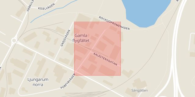 Karta som med röd fyrkant ramar in Granitvägen, Jönköping, Jönköpings län