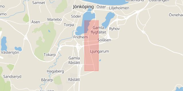 Karta som med röd fyrkant ramar in Herkulesvägen, Jönköping, Jönköpings län
