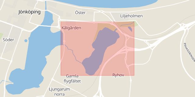 Karta som med röd fyrkant ramar in Rocksjön, Jönköping, Jönköpings län
