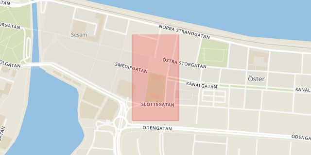 Karta som med röd fyrkant ramar in Göta Hovrätt, Linköpings Tingsrätt, Norrköping, Jönköpings län