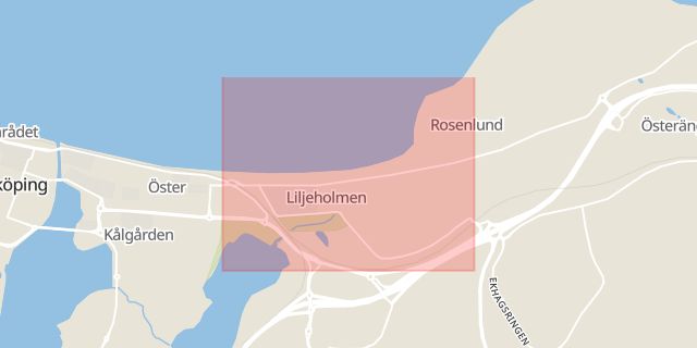 Karta som med röd fyrkant ramar in Liljeholmen, Jönköping, Jönköpings län