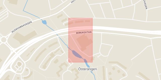 Karta som med röd fyrkant ramar in Österängen, Kungsängsvägen, Jönköping, Jönköpings län