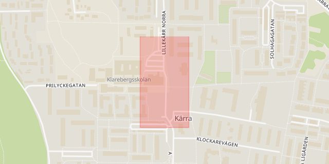 Karta som med röd fyrkant ramar in Hisings Kärra, Kärra Centrum, Göteborg, Västra Götalands län