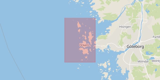 Karta som med röd fyrkant ramar in Öckerö, Västra Götalands län