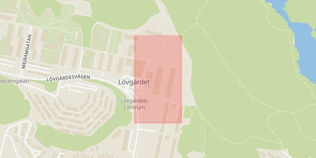 Karta som med röd fyrkant ramar in Lövgärdet, Paprikagatan, Göteborg, Västra Götalands län