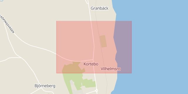 Karta som med röd fyrkant ramar in Kortebo, Jönköping, Jönköpings län