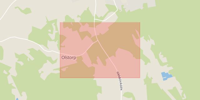 Karta som med röd fyrkant ramar in Olstorp, Lerum, Västra Götalands län