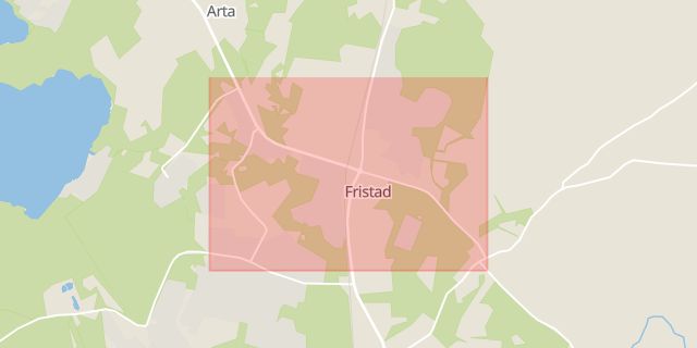 Karta som med röd fyrkant ramar in Fristad, Borås, Västra Götalands län