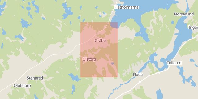 Karta som med röd fyrkant ramar in Gråbo, Lerum, Västra Götalands län