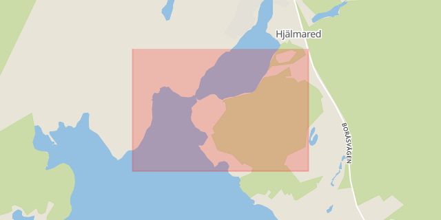 Karta som med röd fyrkant ramar in Hjälmared, Alingsås, Västra Götalands län