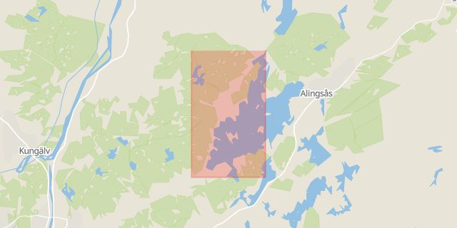 Karta som med röd fyrkant ramar in Sjövik, Östadsvägen, Lanthandel, Lerum, Västra Götalands län