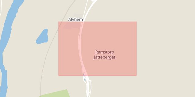 Karta som med röd fyrkant ramar in Ramstorp, Göteborg, Polkettvägen, Färjevägen, Västra Götalands län