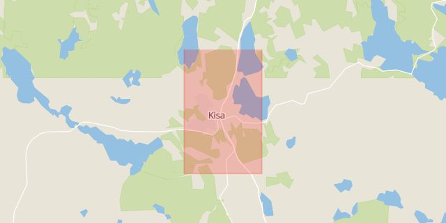 Karta som med röd fyrkant ramar in Kisa, Flaggan, Kinda, Östergötlands län