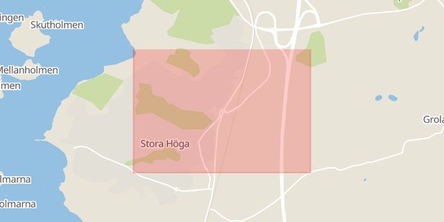 Karta som med röd fyrkant ramar in Stora Höga, Stenungsund, Västra Götalands län