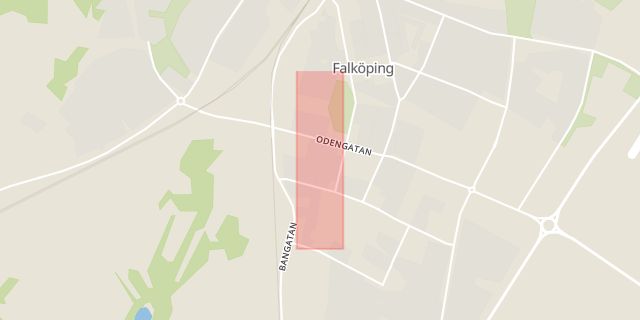 Karta som med röd fyrkant ramar in Parkgatan, Falköping, Västra Götalands län