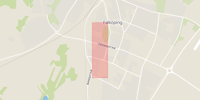 Karta som med röd fyrkant ramar in Parkgatan, Falköping, Västra Götalands län
