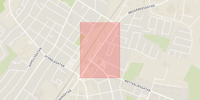 Karta som med röd fyrkant ramar in Järnvägsgatan, Falköping, Västra Götalands län