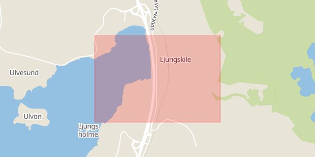 Karta som med röd fyrkant ramar in Wilma, Ljungskile, Uddevalla, Västra Götalands län