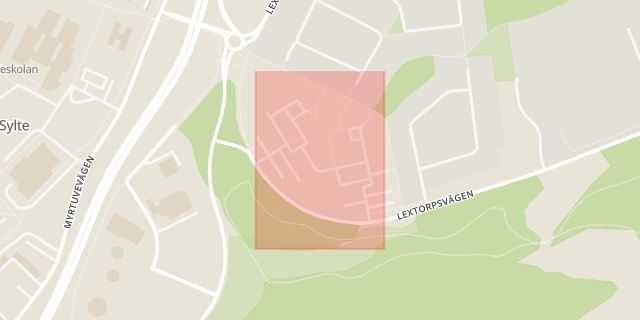 Karta som med röd fyrkant ramar in Lextorp, Apollofjärilen, Trollhättan, Västra Götalands län