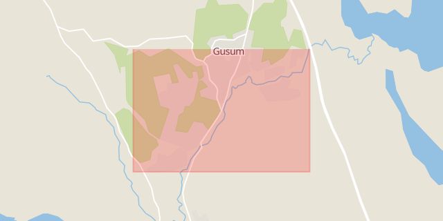 Karta som med röd fyrkant ramar in Gusum, Valdemarsvik, Östergötlands län