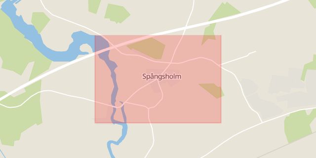 Karta som med röd fyrkant ramar in Spångsholm, Mjölby, Östergötlands län